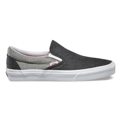 Vans Classic Slip On (Wool Sport) Pewter Gray White Womens Casual Shoes