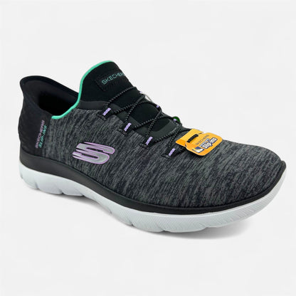 Skechers Summits Dazzling Haze Black Turquoise Womens Slip Ins Sneaker
