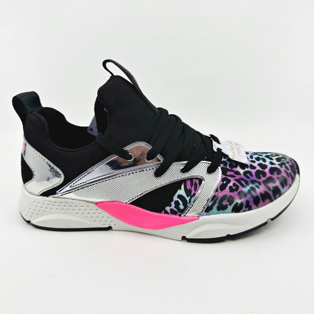 Skechers Shine Status Hint of Wild Leopard Kids Girls Size 5 Sneakers