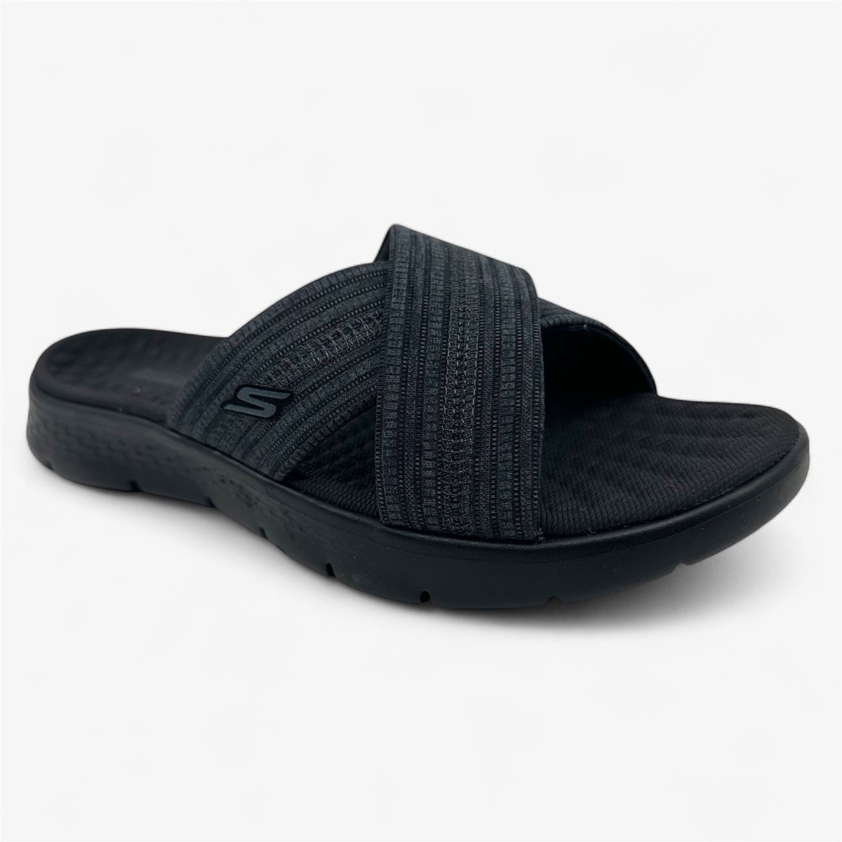 Skechers Go Walk Flex Butterfly Bliss Black Gray Womens Sandal Slip-On