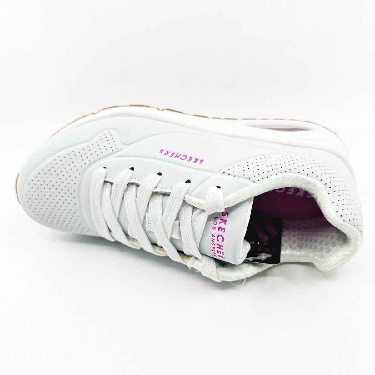 Skechers Uno Stand On Air White Pink Kids Girls Sneakers
