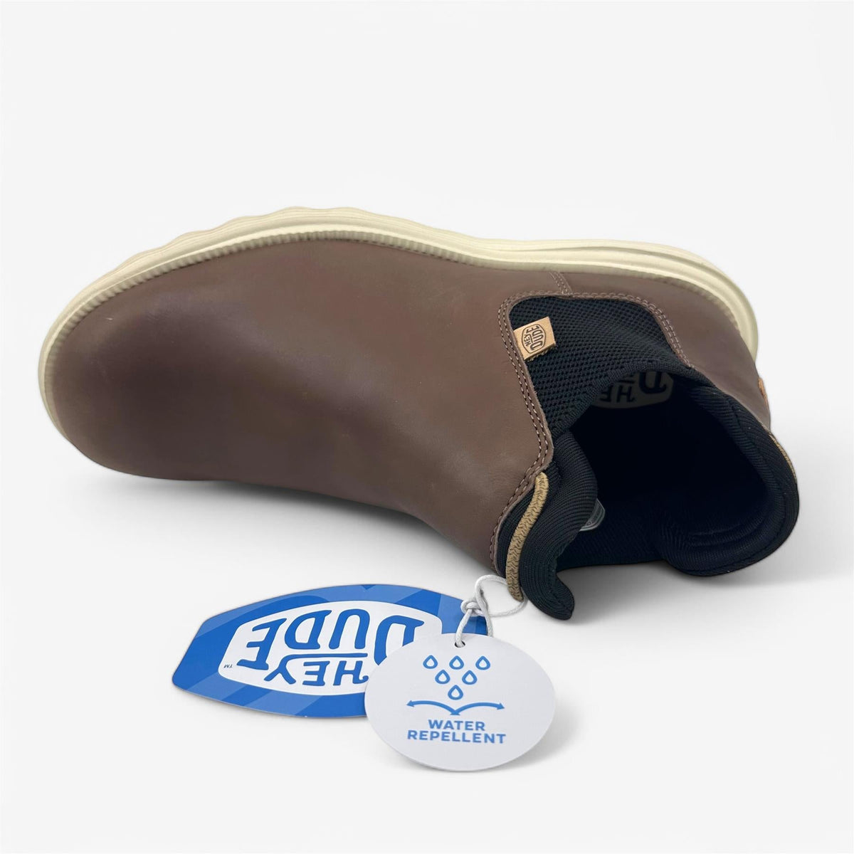 Hey Dude Branson Boot Craft Leather Coffee Womens Size 10 Water Repellant Slip-On