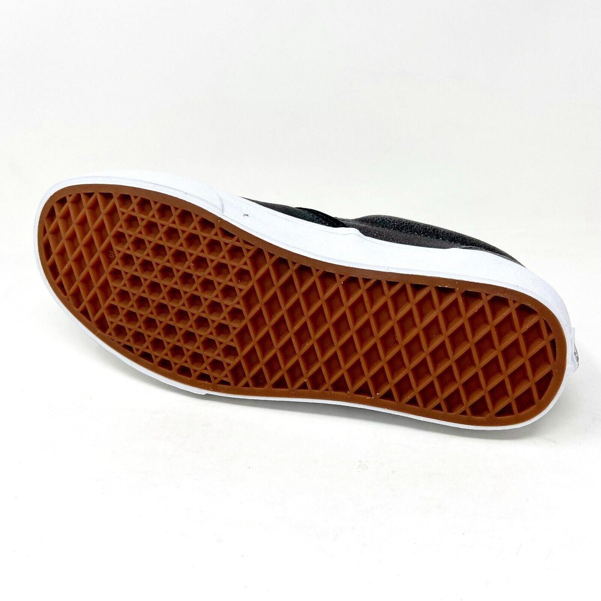 Vans Classic Slip On (Cracked Leather) Black White Womens Casual Shoes