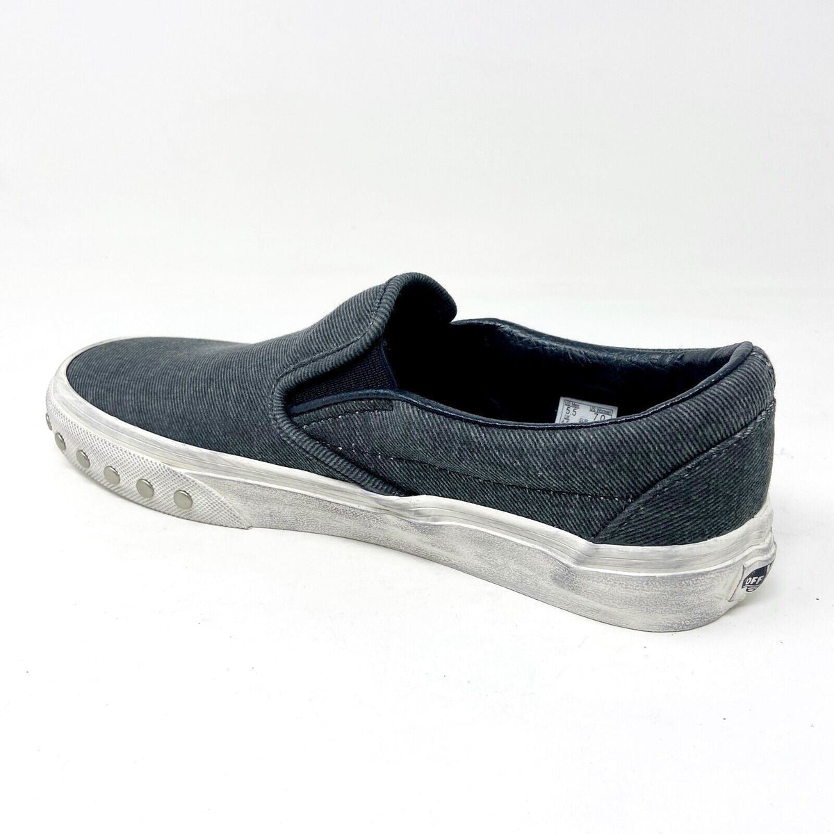 Vans Classic Slip On Overwashed Graphite Gray White Womens Casual Shoes