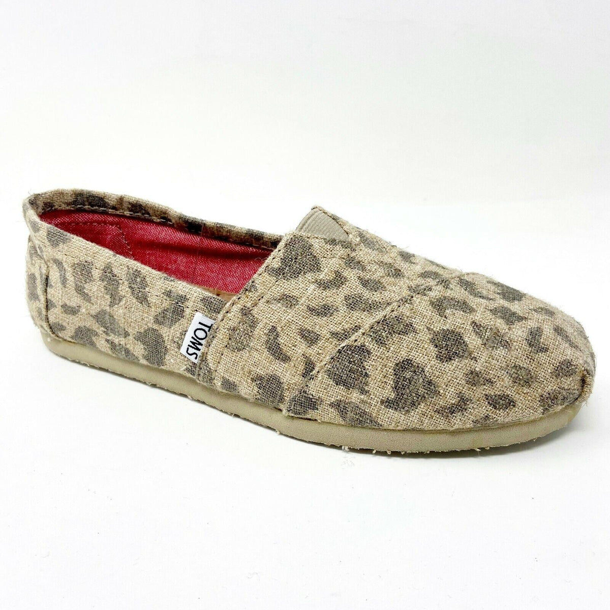 Toms Classics Leopard Burlap Womens Slip On Casual Canvas Flat Shoes