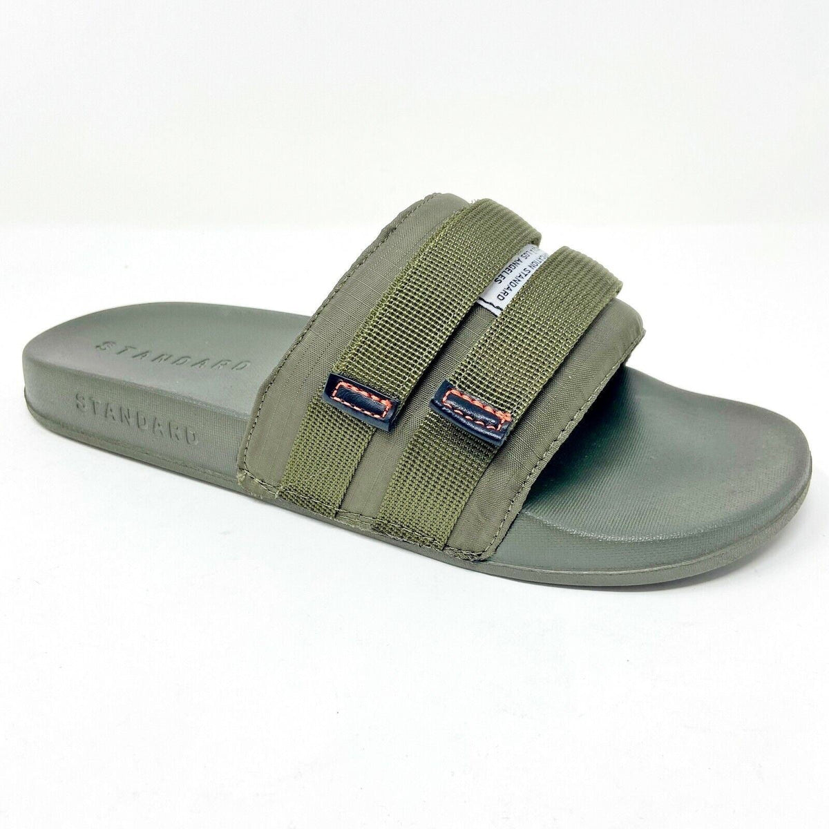 STNDRD Standard Los Angeles Monaco Double Strap Olive Womens Slide Sandals