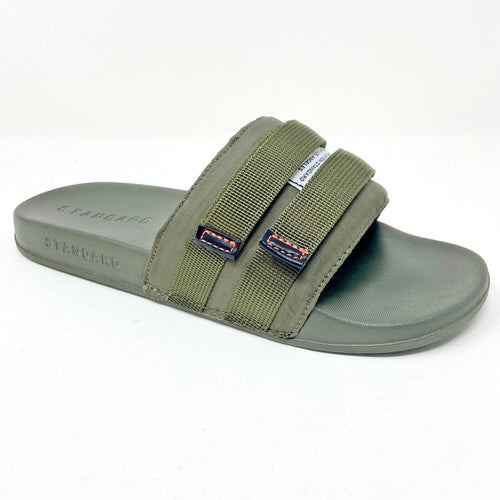 STNDRD Standard Los Angeles Monaco Double Strap Olive Womens Slide Sandals