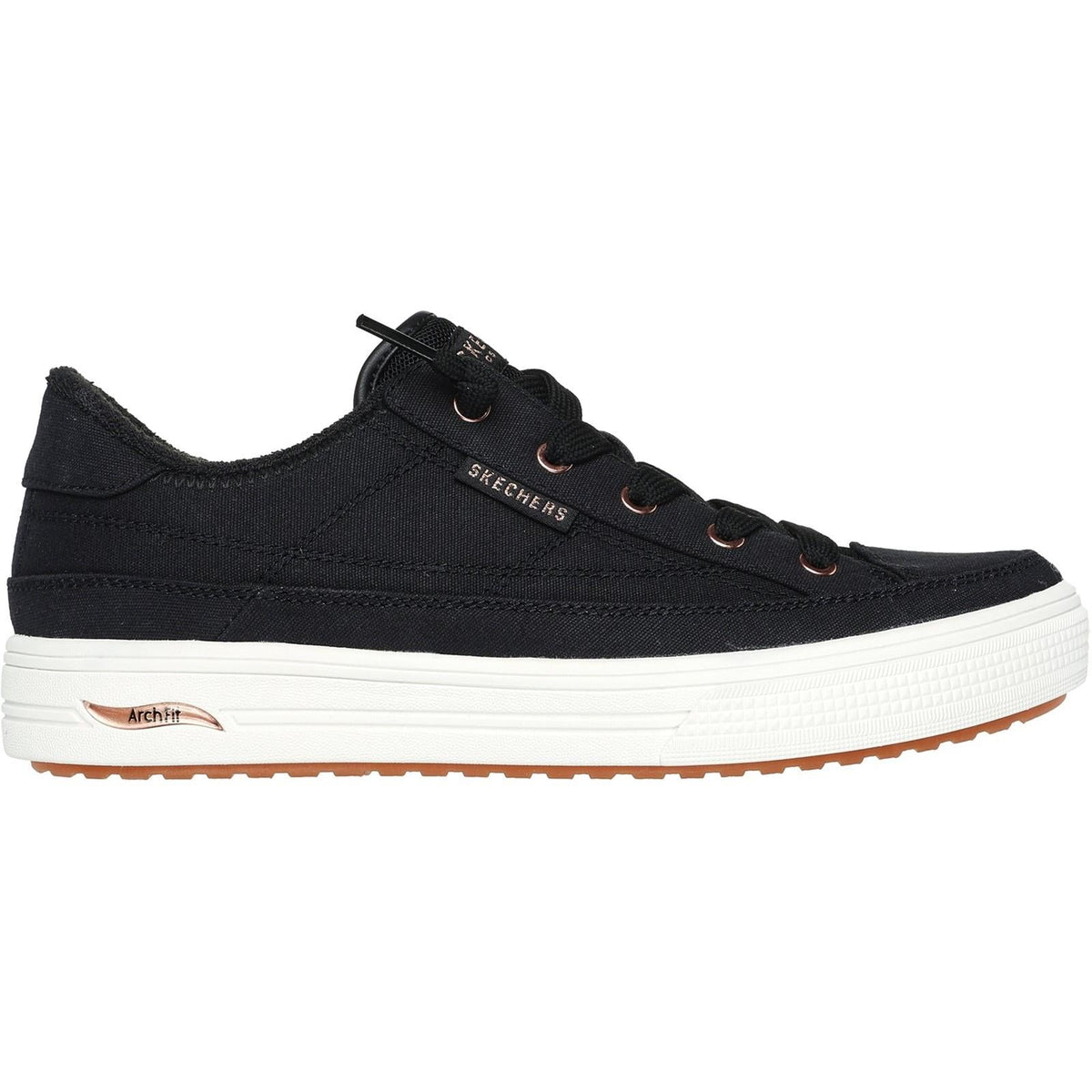 Women's Wide Fit Skechers 177190W Arch Fit Arcade Meet Ya There Shoes - Black