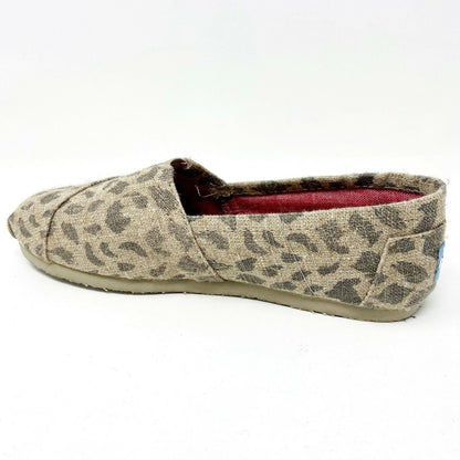 Toms Classics Leopard Burlap Womens Slip On Casual Canvas Flat Shoes