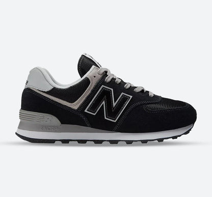 Women's Wide Fit New Balance ML574EVB Walking/Running Trainers - Exclusive - Black/White ENCAP