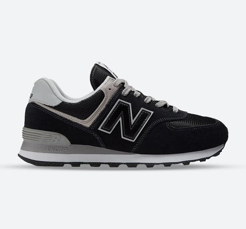 Women's Wide Fit New Balance ML574EVB Walking/Running Trainers - Exclusive - Black/White ENCAP