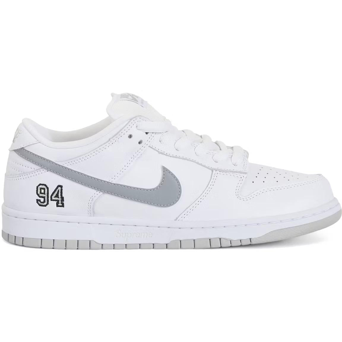 Nike SB Dunk Low Supreme 94 White Metallic Silver