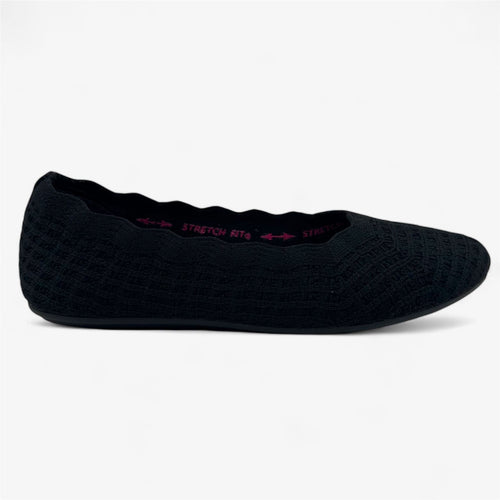 Skechers Cleo 2.0 Forevermore Black Womens Casual Stretch Fit Flat