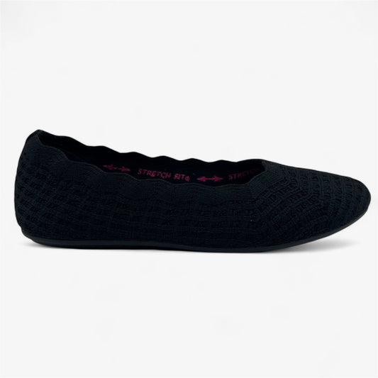 Skechers Cleo 2.0 Forevermore Black Womens Casual Stretch Fit Flat