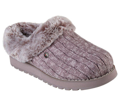 Womens Wide Fit Skechers Keepsakes Ice Angel Mule Slippers - Mauve