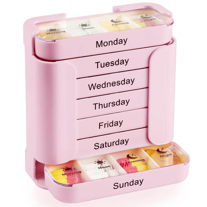 7-Day Stackable Pill Organizer – Portable Weekly Medicine Box