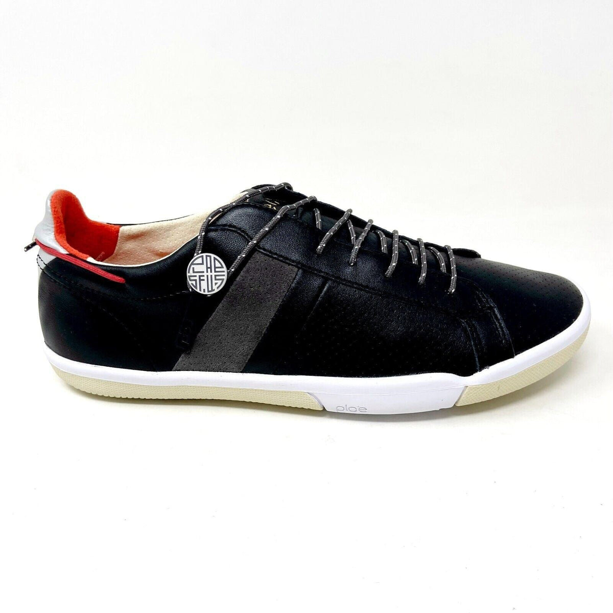 Plae Mulberry Black Red Full Grain Leather Mens Casual Sneakers 552010 001