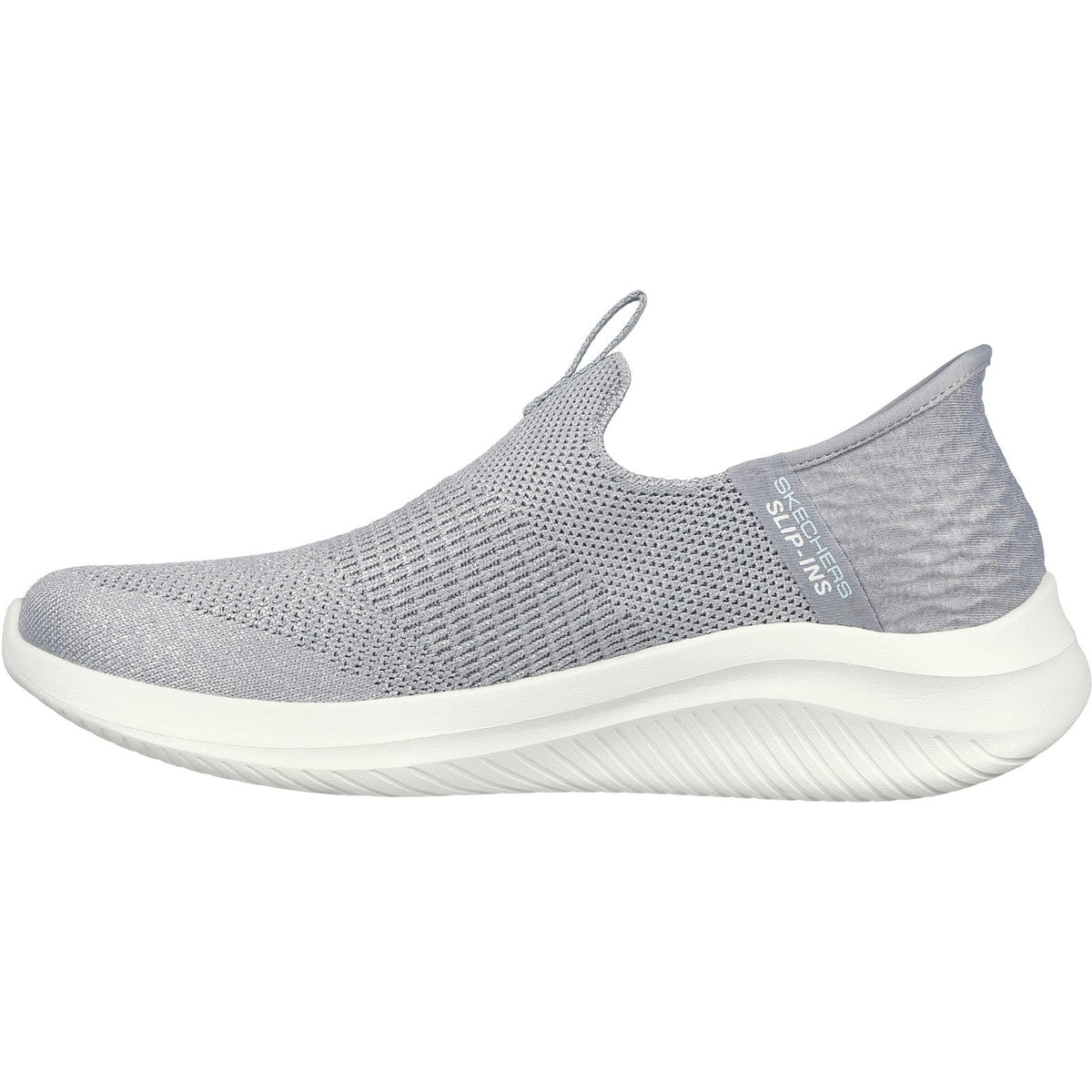Women's Wide Fit Skechers 149709W Slip-ins Ultra Flex 3.0 Smooth Step Trainers - Light Grey