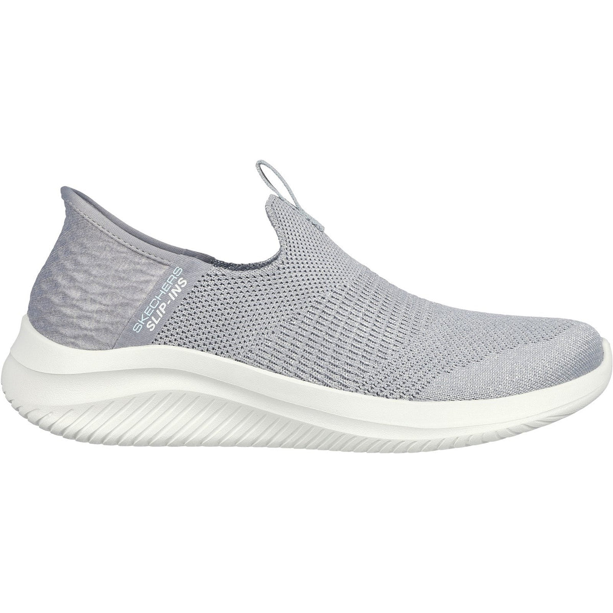 Women's Wide Fit Skechers 149709W Slip-ins Ultra Flex 3.0 Smooth Step Trainers - Light Grey