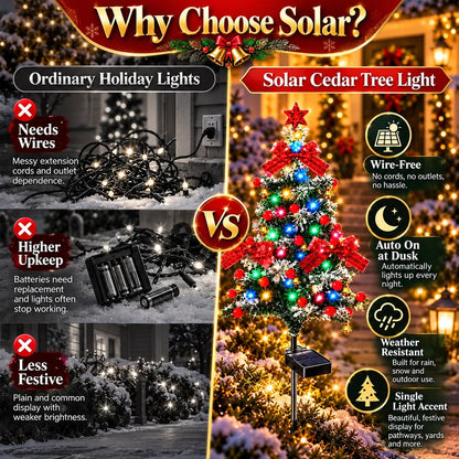 🔥 HOT SALE 50% OFF – Solar Cedar Christmas Tree Lights | Festive Outdoor Holiday Decor 🎄✨