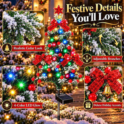 🔥 HOT SALE 50% OFF – Solar Cedar Christmas Tree Lights | Festive Outdoor Holiday Decor 🎄✨