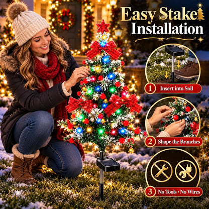 🔥 HOT SALE 50% OFF – Solar Cedar Christmas Tree Lights | Festive Outdoor Holiday Decor 🎄✨