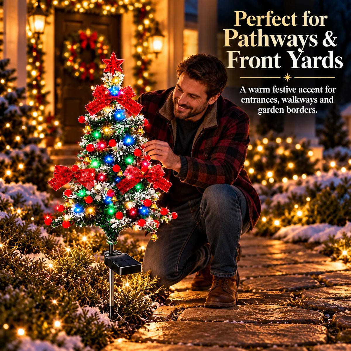 🔥 HOT SALE 50% OFF – Solar Cedar Christmas Tree Lights | Festive Outdoor Holiday Decor 🎄✨